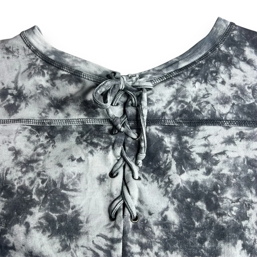Chicos Zenergy Tie Dye Sweatshirt Dress Women’s XL 16/18 Lace Up Back Pockets 3 - Picture 5 of 11